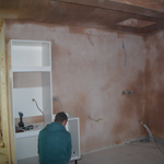 Full kitchen installation including plastering of walls, new services, tiling and decorating